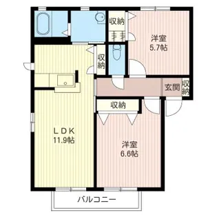 リバーシティーD【1階】の間取り