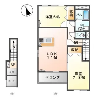 パーチェA棟【2階】の間取り