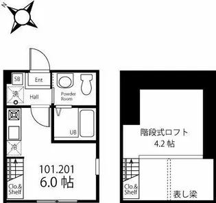 ハーミットクラブハウスプリヴェール【2階】の間取り