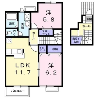 ハーモニウエストA【2階】の間取り