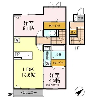 D-ROOMトピア国見【2階】の間取り