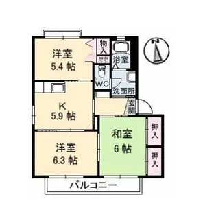 サン・バリュージュ C棟【2階】の間取り