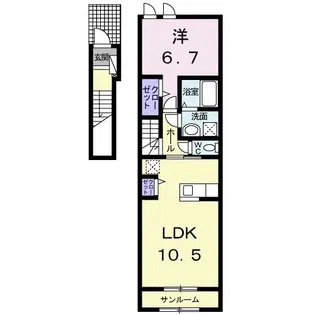 フレックス タウン 六番館【2階】の間取り