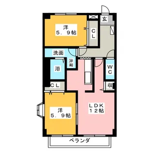 サンタウン弐番館【3階】の間取り