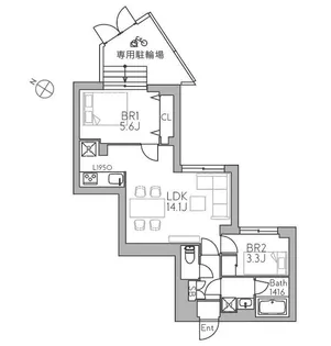GranDuo経堂18【1階】の間取り