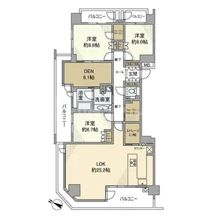 マリンフォートサンセットウイングライト【15階】の間取り