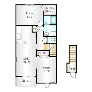 群馬県吾妻郡中之条町大字中之条町【アパート】の間取り