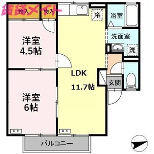 プリシェールモネ【2階】の間取り