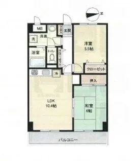 マンション白陽【5階】の間取り