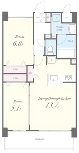 グランコート高槻【2階】の間取り