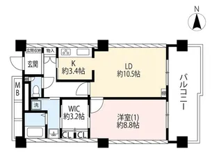 URリバーハープタワー南千住【38階】の間取り