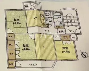 谷津遊園ハイツF号棟【4階】の間取り