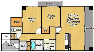 エバーグリーン鶴見II【2階】の間取り