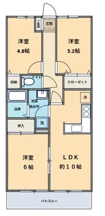 サニープレスキャッスルB棟【3階】の間取り