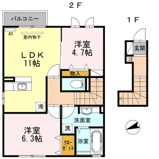 カサ・オリーブ【2階】の間取り