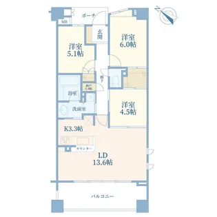 プラウドシティ東林間【6階】の間取り