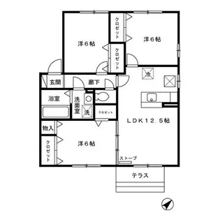 シャルム ガーデン B【1階】の間取り