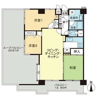 ライオンズマンション本川越第2【9階】の間取り