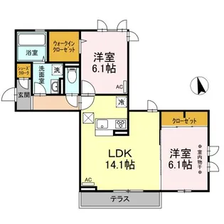 ボヌールコート泉中央【1階】の間取り