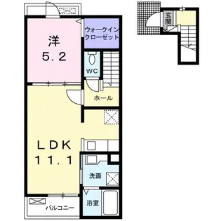 ニューキャッスル カサガミB【2階】の間取り