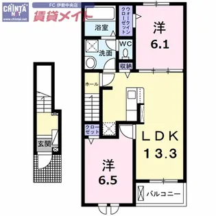 ライラック B【2階】の間取り