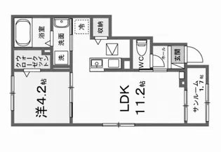 広島県福山市新涯町3【アパート】の間取り
