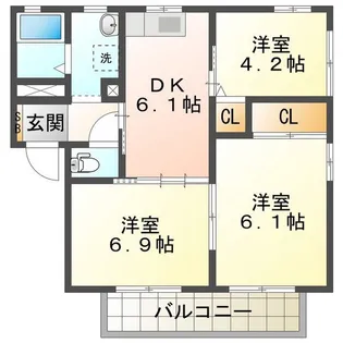 ヴィルヌーブ・スズカ E【1階】の間取り