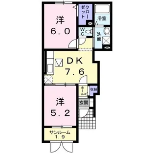 カリーノパラッツォC【1階】の間取り
