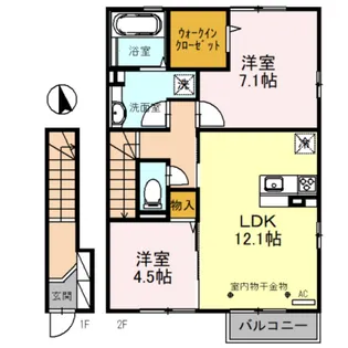 グランドコート東富山【2階】の間取り