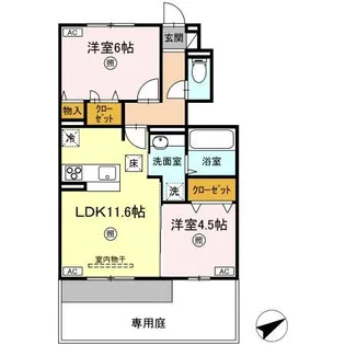 オーチャード伏石【1階】の間取り