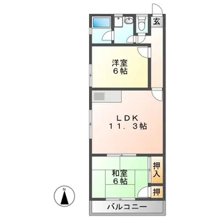 オータム桃山 B棟【2階】の間取り
