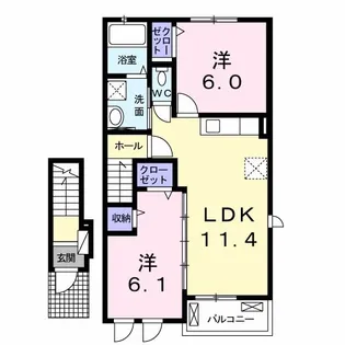サザンクロスII【2階】の間取り