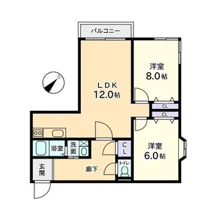 信開ウエラコート大領中【6階】の間取り