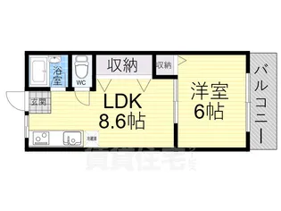 万代ハイツ長居【5階】の間取り