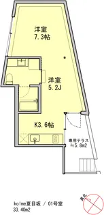 kolme夏目坂 101号【1階】の間取り