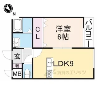 クラウディア香里ヶ丘【1階】の間取り