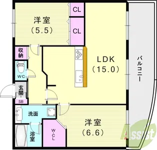 プレステージ西明石駅前グランディール【10階】の間取り