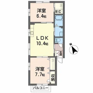 ハピネスうかい【2階】の間取り