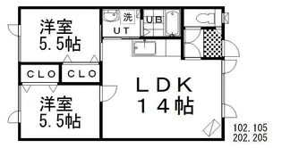 夢ハイツ【2階】の間取り