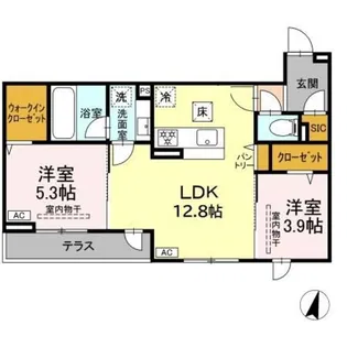 エスペリアつきみ野【1階】の間取り