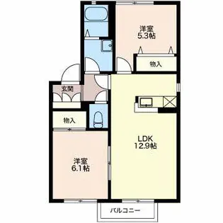 タウンズ碧A【2階】の間取り