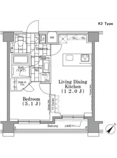 ワンルーフフラット月島【8階】の間取り