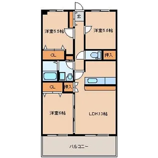 リアン花ヶ島【3階】の間取り