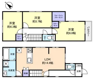 千葉県八千代市八千代台北12【一戸建】の間取り