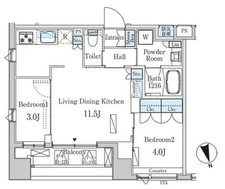 プライマル中央MINATO【6階】の間取り