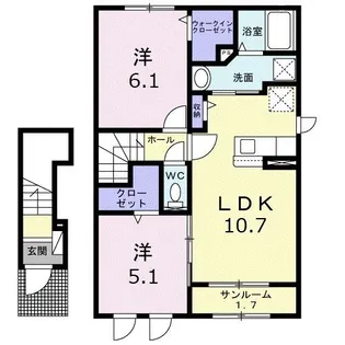 トレス ポミエB【2階】の間取り