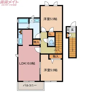 雪月花 6番館【2階】の間取り