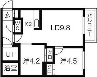 フォルトゥーナ学園前【4階】の間取り