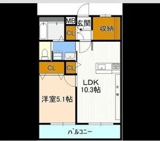 レジデンス八竜【1階】の間取り