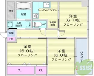 ベルソーレ支倉【2階】の間取り